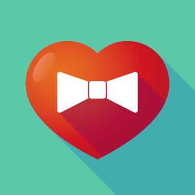 Bir boyun kravat simgesi ile uzun gölge kırmızı kalp