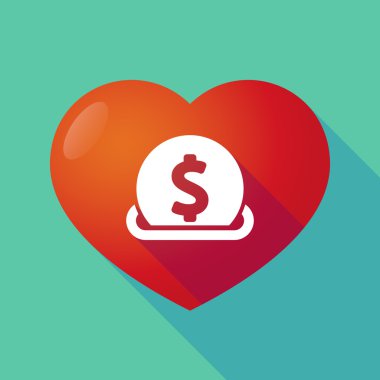 Uzun bir servet girerek bir doları para ile kırmızı kalp gölge