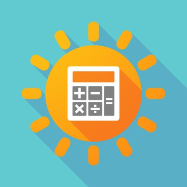 Uzun gölge güneş bir hesap makinesi ile