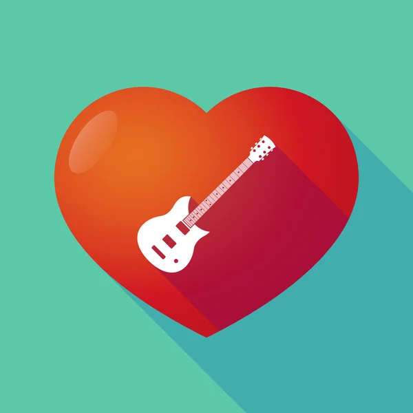 Σκιά καιρό κόκκινη καρδιά με μια ηλεκτρική κιθάρα — Διανυσματικό Αρχείο