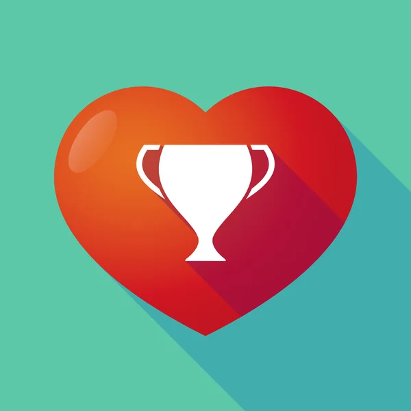 Corazón rojo sombra larga con una copa de premio — Archivo Imágenes Vectoriales