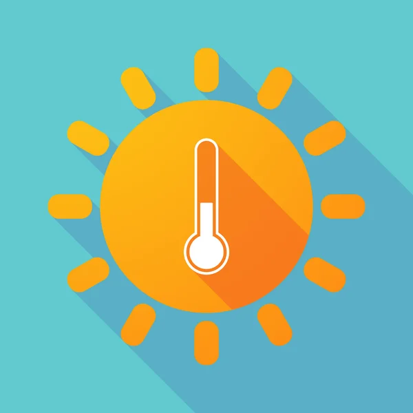 Long shadow sun with  a thermometer icon — Stock Vector