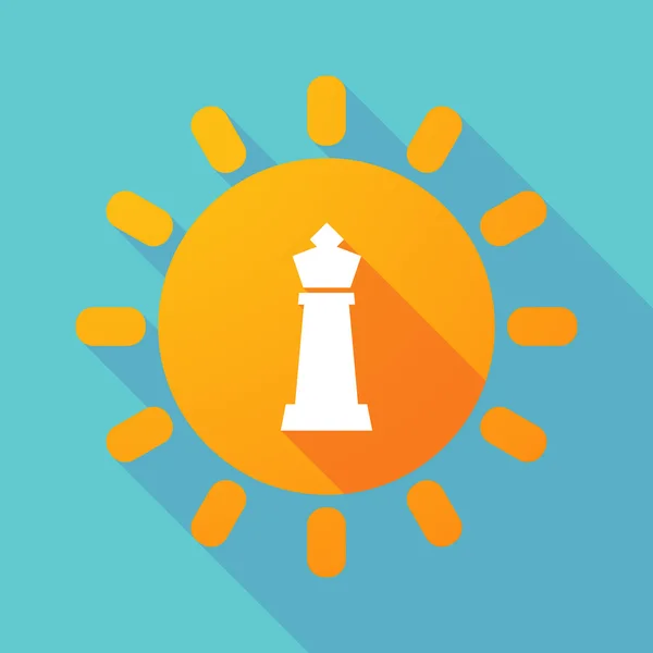 Sol de sombra larga con una figura de ajedrez rey — Vector de stock