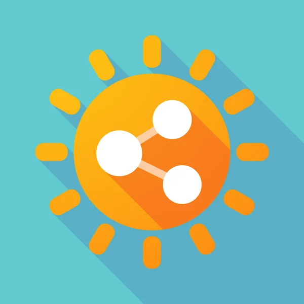 Långa skuggan solen med ett nätverk tecken — Stock vektor
