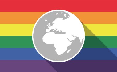 Uzun bir Asya, Afrika ve Avrupa'da reg ile gölge Eşcinsel gurur bayrak