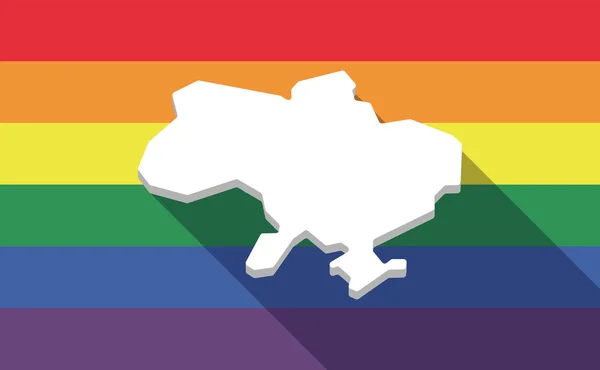 Lange schaduw gay pride vlag met de kaart van Oekraïne — Stockvector
