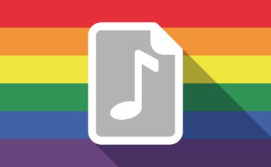 Uzun gay gurur bayrak bir müzik puanı simgesiyle gölge