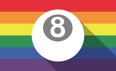 Uzun gölge Eşcinsel gurur bayrak bir havuz topu ile