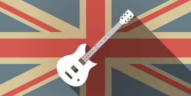 Uzun gölge İngiltere'de bayrak simgesi bir elektro gitar ile