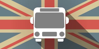 Uzun gölge İngiltere'de bayrak simgesi bir otobüs simgesiyle