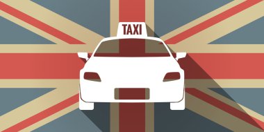 Uzun gölge İngiltere'de bayrak simgesi ile bir taksi simgesi