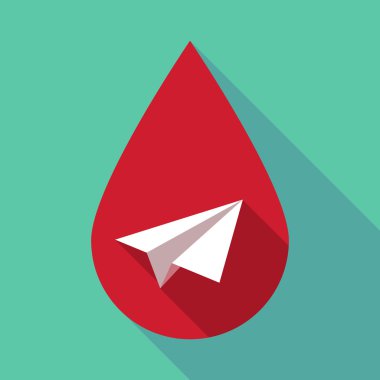 Uzun gölge kan damlası ile bir kağıt uçak