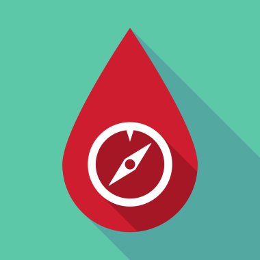 Uzun gölge kan damlası bir pusula ile