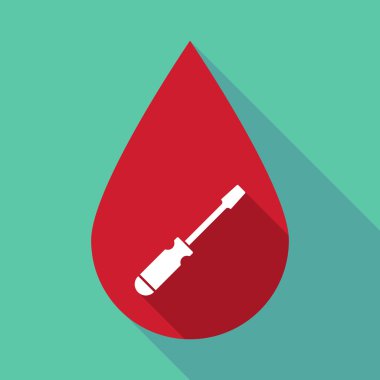 Uzun gölge kan damlası bir tornavida ile