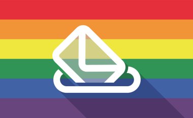 Uzun gölge Eşcinsel gurur bayrakla bir oy sandığı