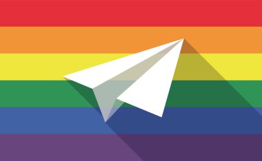 Uzun gölge Eşcinsel gurur bayrakla bir kağıt uçak