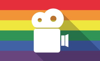 Uzun bir film kamerası ile gölge Eşcinsel gurur bayrak