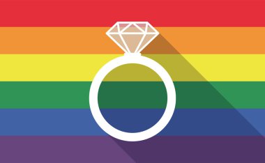 Uzun gölge Eşcinsel gurur bayrakla bir nişan yüzüğü