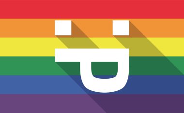 Bir yapışkanlık dışarı ile uzun gölge Eşcinsel gurur bayrak metin yüz dil