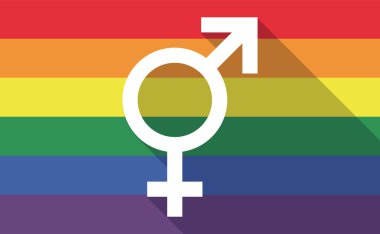 Uzun gölge Eşcinsel gurur bayrak bir kadın avatar ile