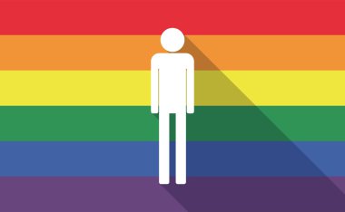 Uzun gölge Eşcinsel gurur bayrağı erkek bir sembol ile