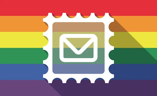 Longa sombra gay orgulho bandeira com um mail selo sinal — Vetor de Stock