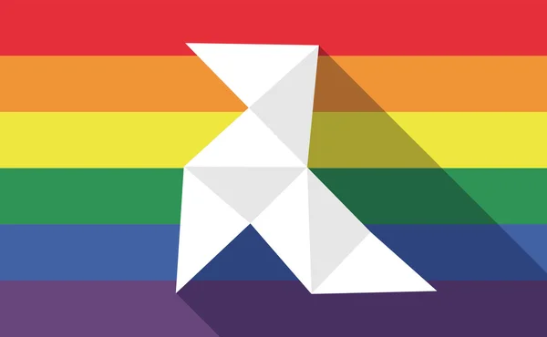 Longa sombra gay orgulho bandeira com um papel pássaro — Vetor de Stock