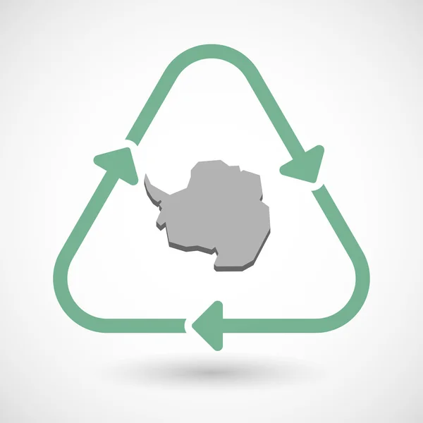 Icono de signo de reciclaje de arte de línea con el mapa de la Antártida — Vector de stock