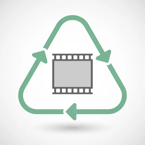 Icône de panneau de recyclage d'art de ligne avec une bande de film 35mm photographique — Image vectorielle