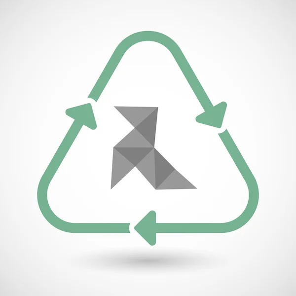 Grafika liniowa recyklingu ikona znak z ptakiem papieru — Wektor stockowy