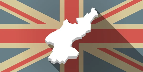 북한의 지도 함께 긴 그림자 영국 국기 아이콘 — 스톡 벡터