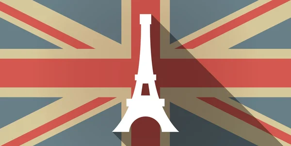 에펠 타워와 긴 그림자 영국 국기 아이콘 — 스톡 벡터