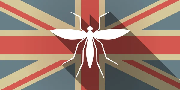Long shadow UK flag icon with  a mosquito — Stock Vector