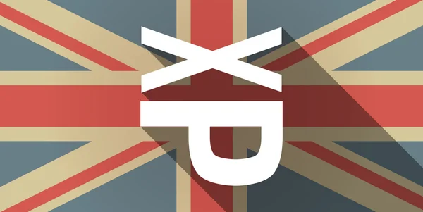 Langer Schatten uk Flagge Symbol mit einer Zunge kleben Text Gesicht emoti — Stockvektor