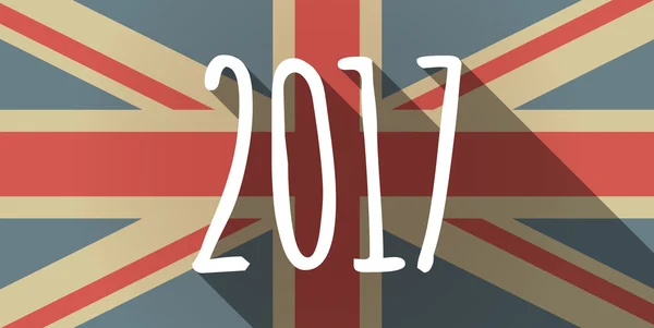 Długi cień ikonę flagi Wielkiej Brytanii z ikoną numer 2017 roku — Wektor stockowy
