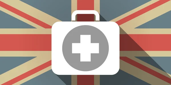 Icona bandiera lunga ombra UK con icona kit di primo soccorso — Vettoriale Stock