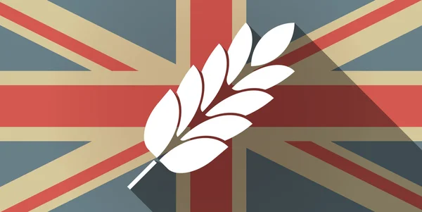 Langer Schatten uk Flagge Symbol mit einem Weizenpflanze Symbol — Stockvektor