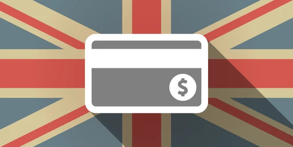 Ícone de bandeira de sombra longa do Reino Unido com cartão de crédito — Vetor de Stock