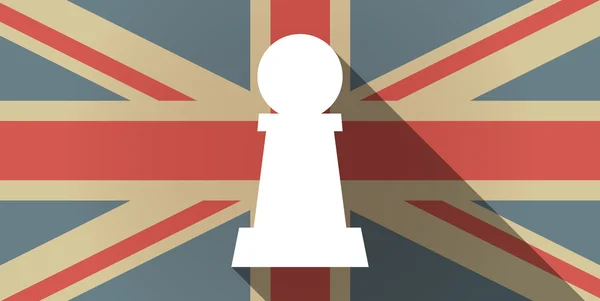 Langer Schatten uk Flagge Ikone mit einem Bauern Schachfigur — Stockvektor