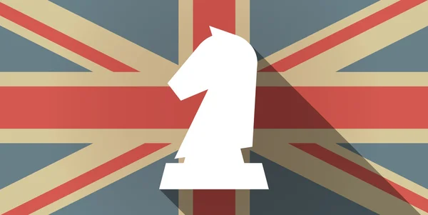 Długi cień Wielkiej Brytanii flaga ikona z rycerza w szachach — Wektor stockowy