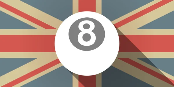 Langer Schatten uk Flagge Symbol mit einem Pool-Ball — Stockvektor