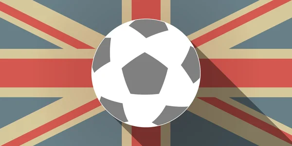 Langer Schatten uk Flagge Symbol mit einem Fußball — Stockvektor