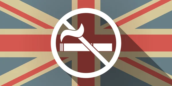 Lange Schatten uk Flagge Symbol mit einem Rauchverbot Zeichen — Stockvektor