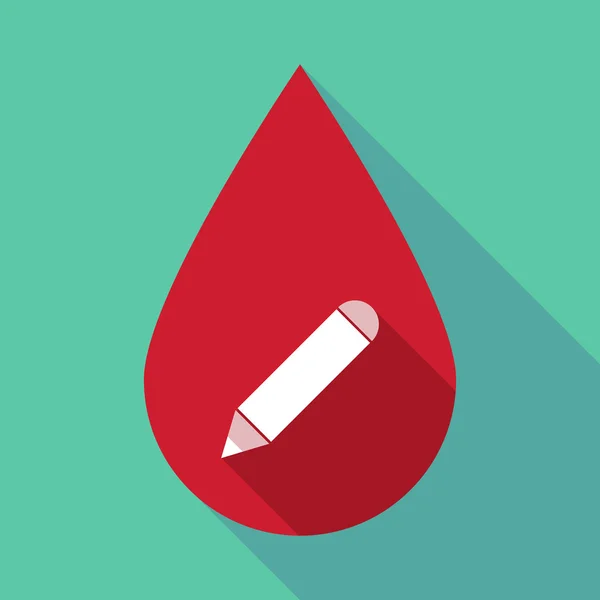 Caída de sangre de sombra larga con un lápiz — Vector de stock