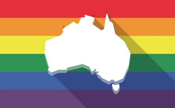 Bandera de orgullo gay de sombra larga con un mapa de Australia — Archivo Imágenes Vectoriales
