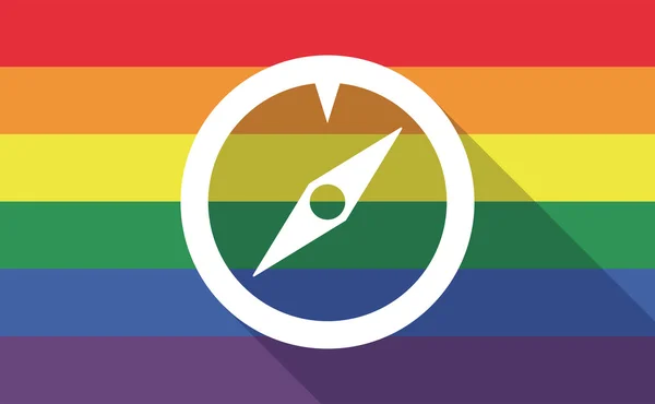 Longue ombre gay pride drapeau avec une boussole — Image vectorielle