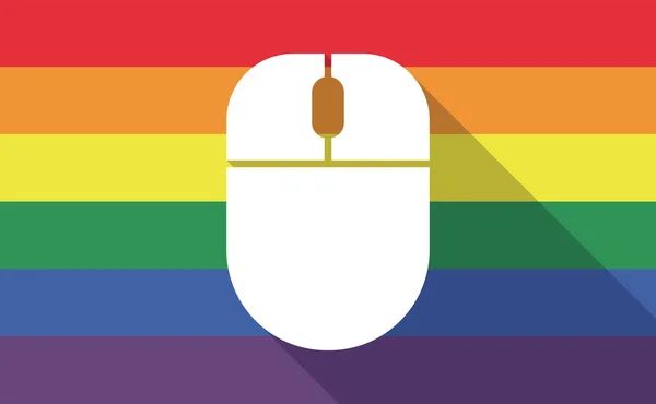 Lunga ombra gay orgoglio bandiera con un wireless mouse — Vettoriale Stock