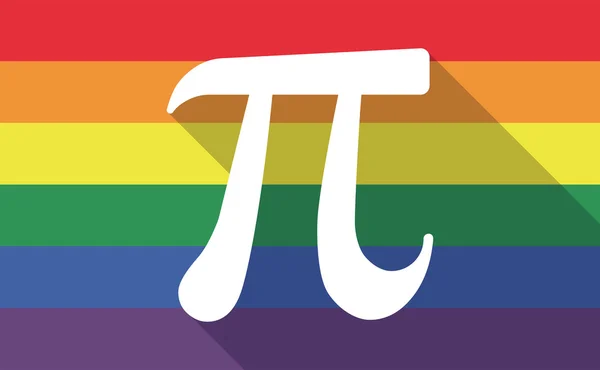 Bandera de orgullo gay de sombra larga con el número pi símbolo — Vector de stock