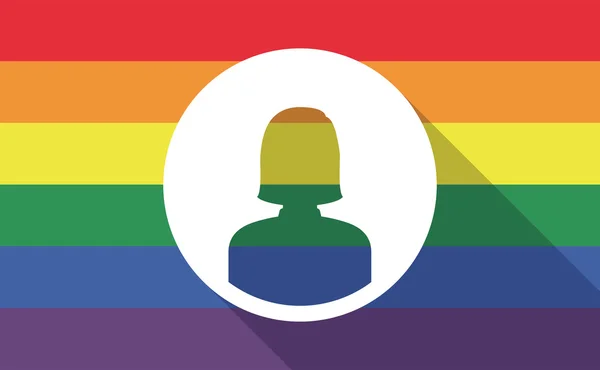 Longa sombra gay orgulho bandeira com um fêmea avatar — Vetor de Stock