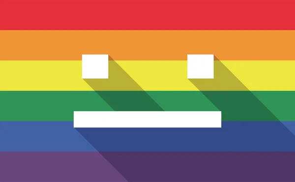 Longue ombre gay pride drapeau avec un visage de texte sans émotion — Image vectorielle